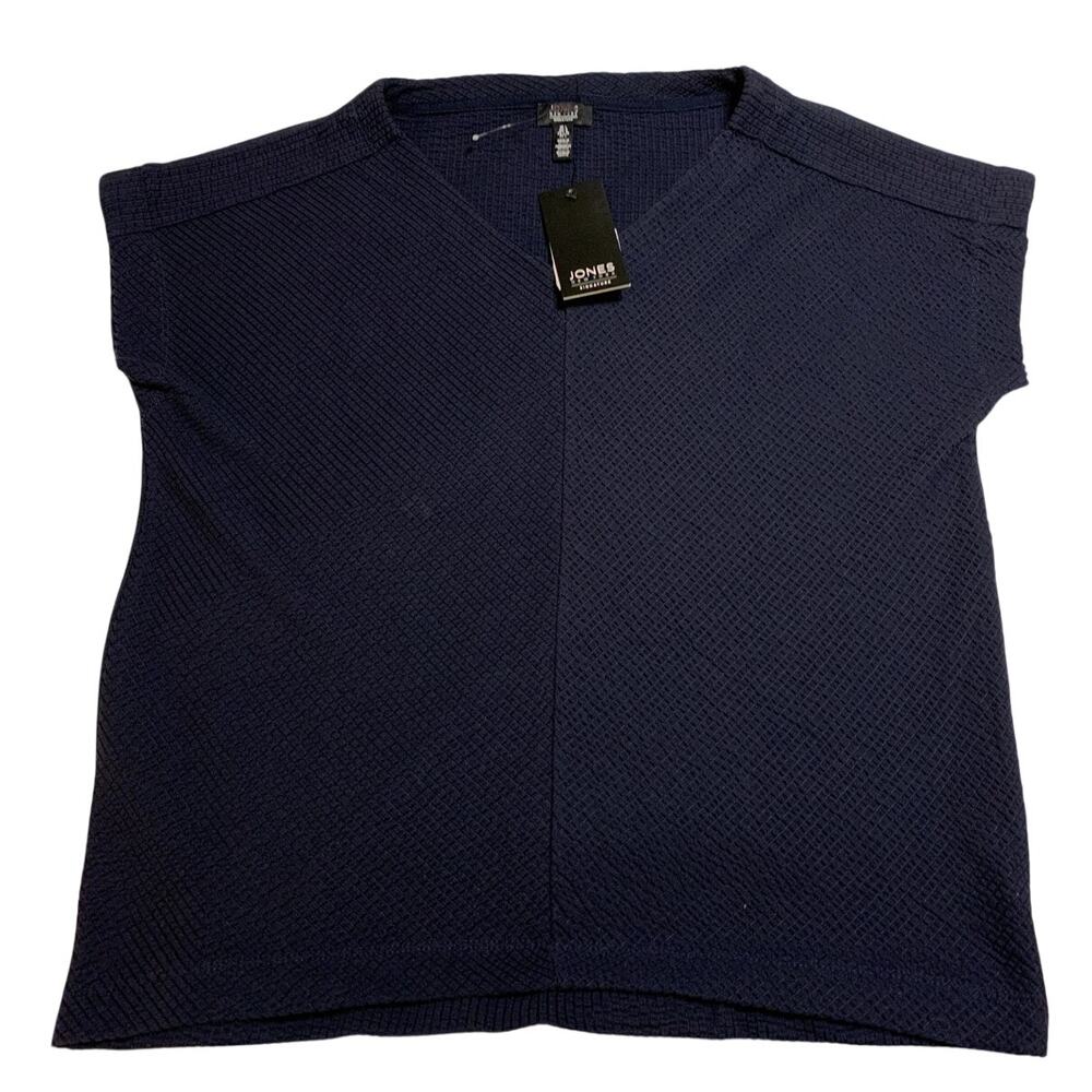 Jones New York Signature Blue Cap Sleeve Tunic/Top   Size Large NWT